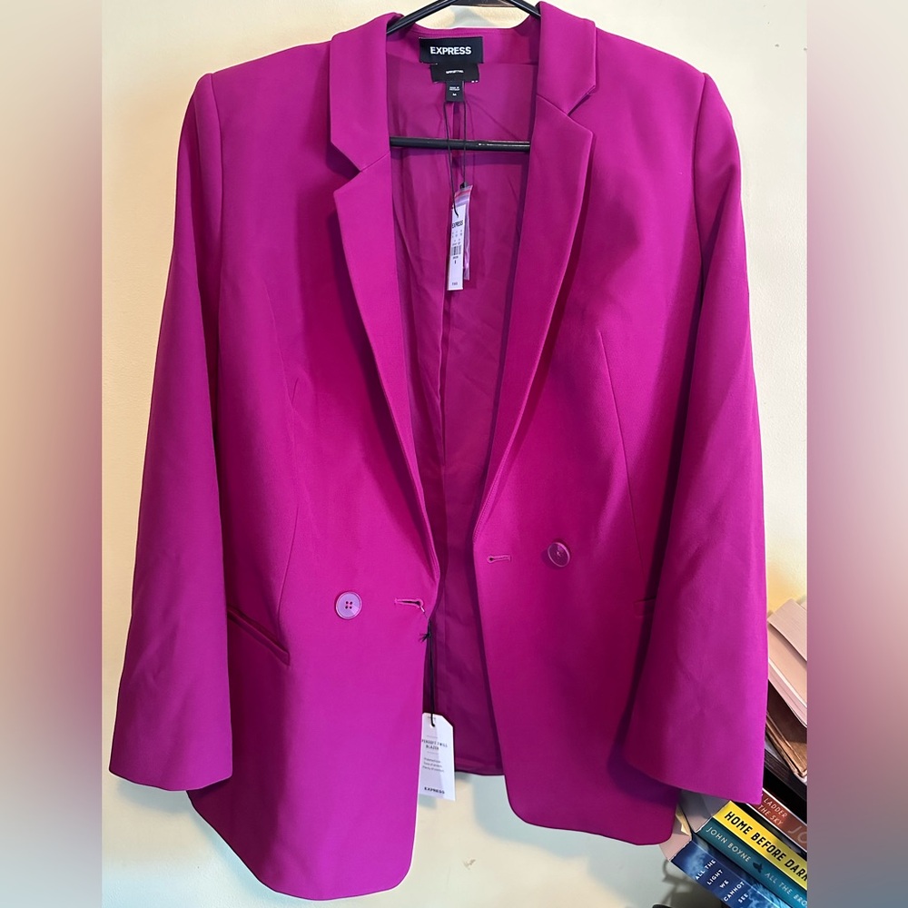 Express Purple Blazer Structured Professional Des… - image 2